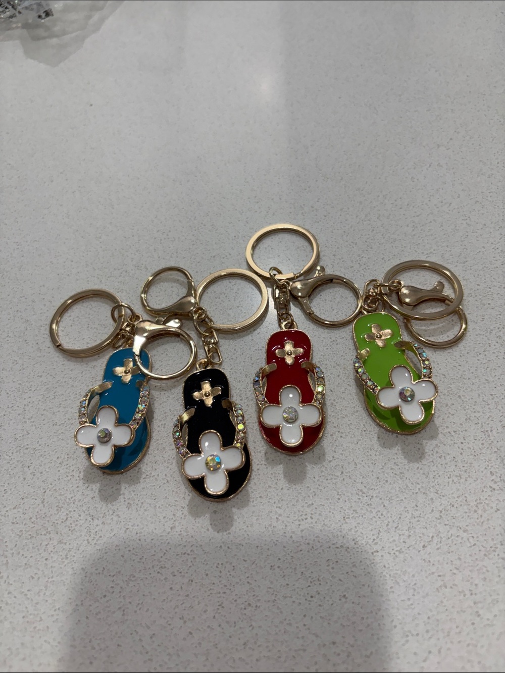 Gold-Tone Floral Flip-Flop Keychain - Multiple Colors PIC 1